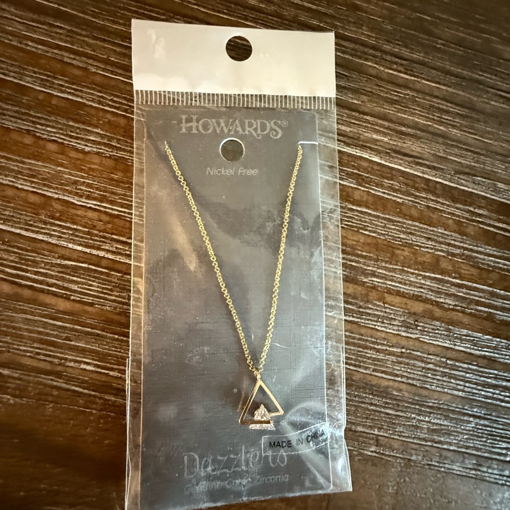 Gold Triangle Pendant Necklace - Picture 2 of 3